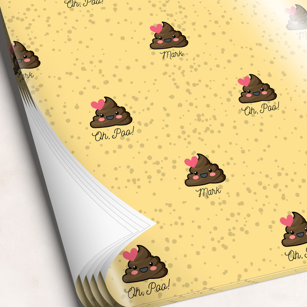 Custom Poop Emoji Wrapping Paper Sheets - Single-Sided - 20" x 28" (Personalized)