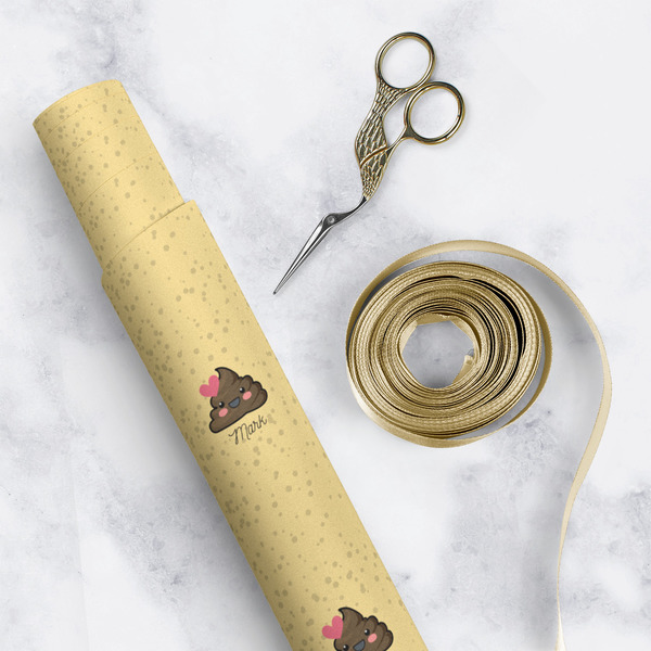 Poop Emoji Wrapping Paper Roll - Matte - In Context