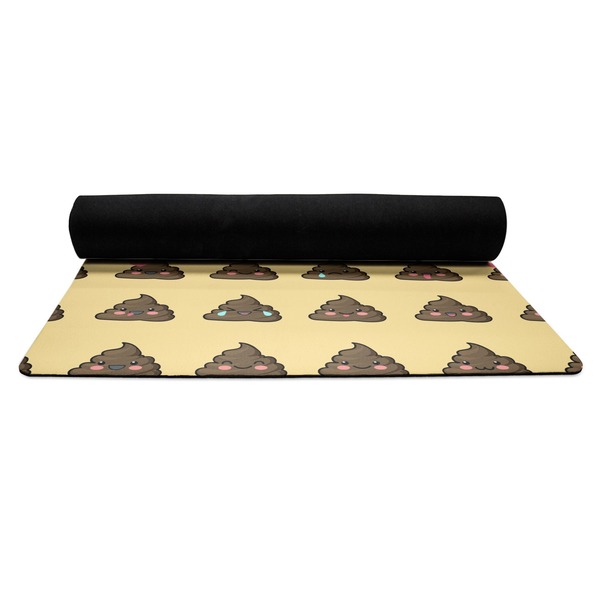 Poop Emoji Yoga Mat Rolled up Black Rubber Backing