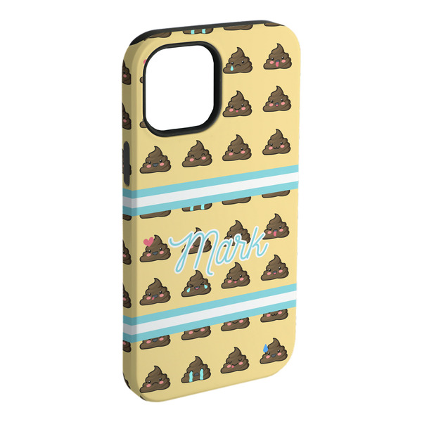 Custom Poop Emoji iPhone Case - Rubber Lined - iPhone 15 Plus (Personalized)