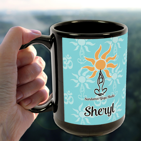 Sundance Yoga Studio 15oz. Black Mug - LIFESTYLE