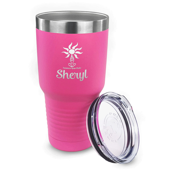 Sundance Yoga Studio 30 oz Stainless Steel Ringneck Tumblers - Pink - LID OFF