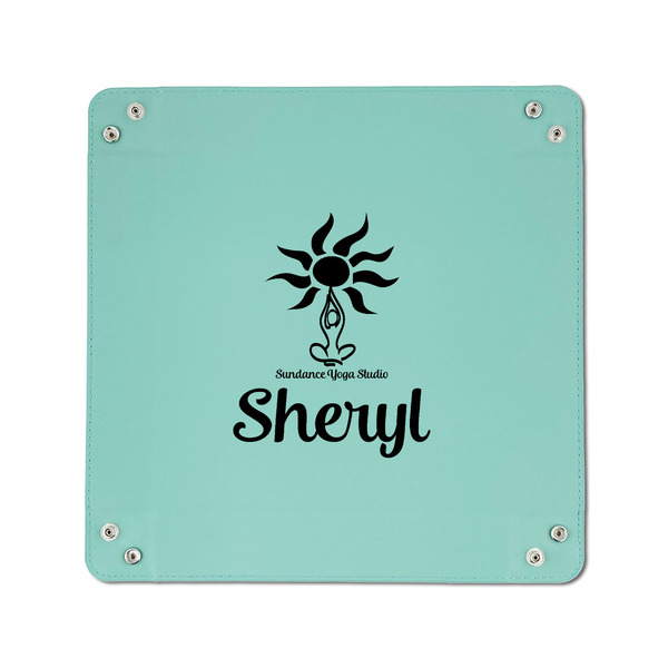 Sundance Yoga Studio 6" x 6" Teal Leatherette Snap Up Tray - APPROVAL