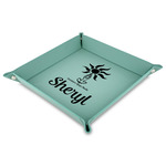 Sundance Yoga Studio Faux Leather Dice Tray - 9" x 9"  - Teal (Personalized)