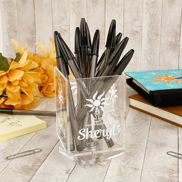 Sundance Yoga Studio Acrylic Pencil Holder - IN CONTEXT