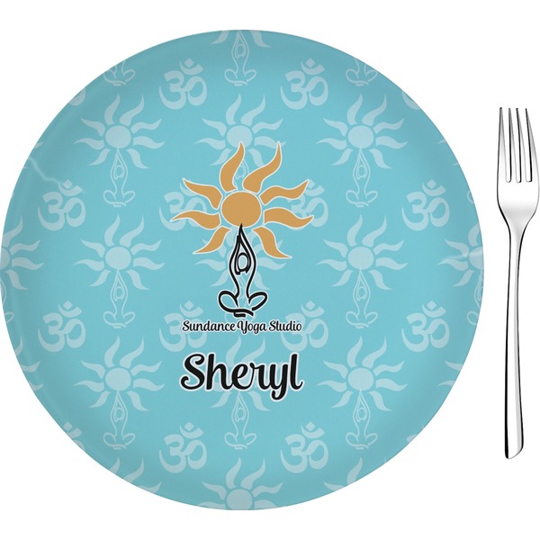 Custom Sundance Yoga Studio 8" Glass Appetizer / Dessert Plates - Single or Set (Personalized)