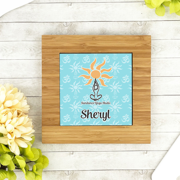 Sundance Yoga Studio Bamboo Trivet with 6" Tile - LIFESTYLE