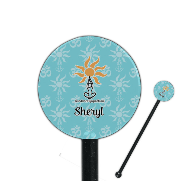 Custom Sundance Yoga Studio 5.5" Round Plastic Stir Sticks - Black - Double Sided (Personalized)