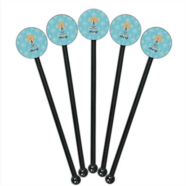 Sundance Yoga Studio Black Plastic 5.5" Stir Stick - Round - Fan View