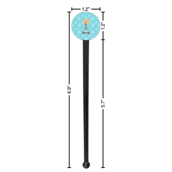 Sundance Yoga Studio Black Plastic 7" Stir Stick - Round - Dimensions