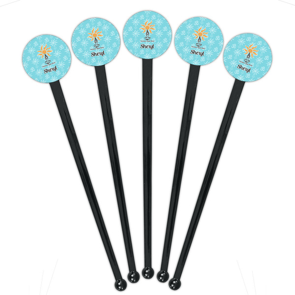 Sundance Yoga Studio Black Plastic 7" Stir Stick - Round - Fan View