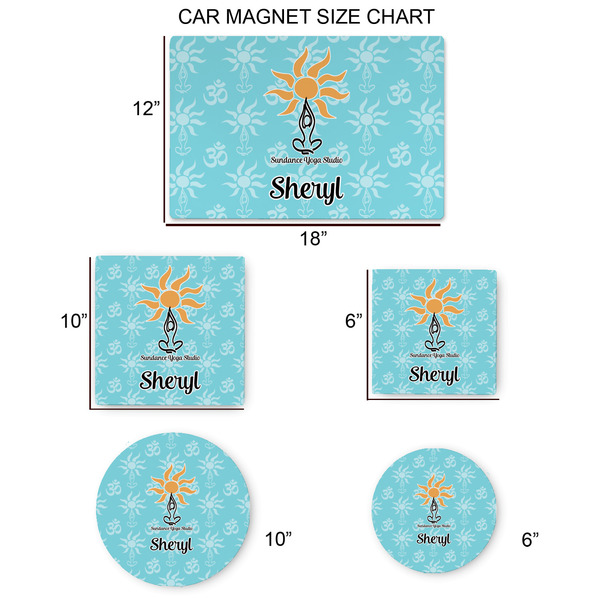 Sundance Yoga Studio Car Magnets - SIZE CHART