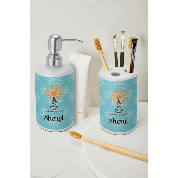 Sundance Yoga Studio Ceramic Bathroom Accessories - LIFESTYLE (toothbrush holder & soap dispenser)