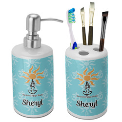 Sundance Yoga Studio Ceramic Bathroom Accessories Set (Personalized)
