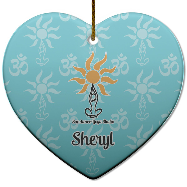 Custom Sundance Yoga Studio Heart Ceramic Ornament w/ Name or Text