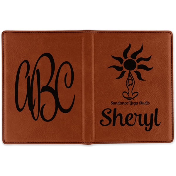 Sundance Yoga Studio Cognac Leather Passport Holder Outside Double Sided - Apvl