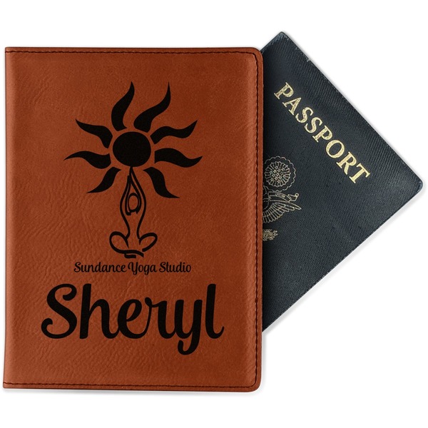 Custom Sundance Yoga Studio Passport Holder - Faux Leather - Double Sided (Personalized)