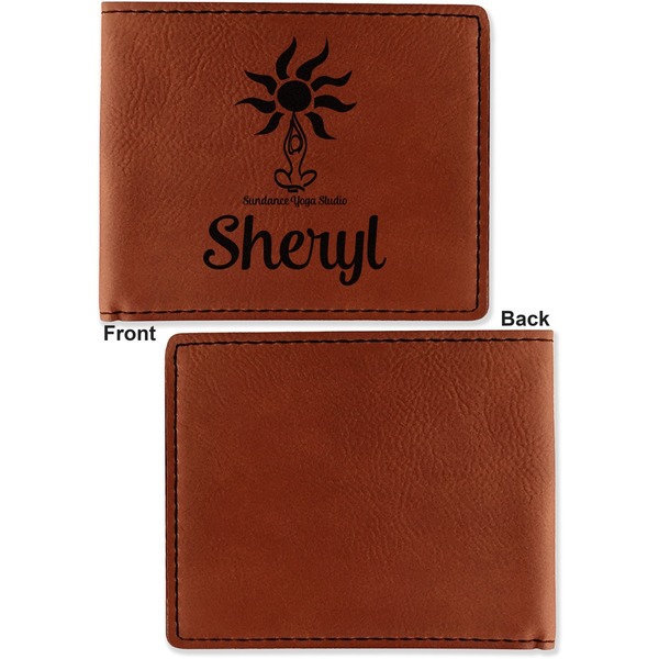 Sundance Yoga Studio Cognac Leatherette Bifold Wallets - Front and Back Single Sided - Apvl