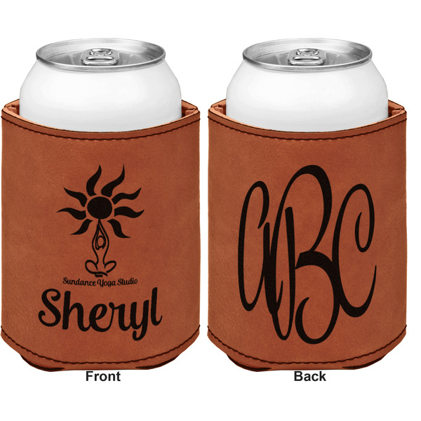 Sundance Yoga Studio Cognac Leatherette Can Sleeve - Double Sided Front and Back