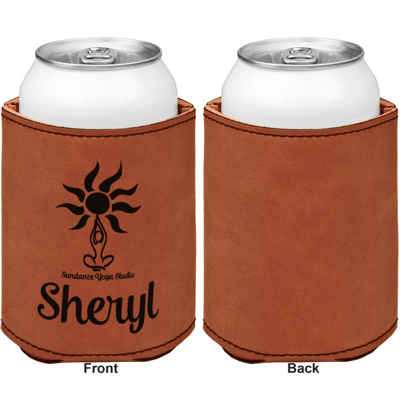 Sundance Yoga Studio Cognac Leatherette Can Sleeve - Single Sided Front and Back