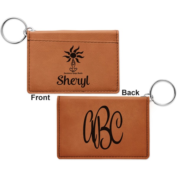 Sundance Yoga Studio Cognac Leatherette Keychain ID Holders - Front and Back Apvl