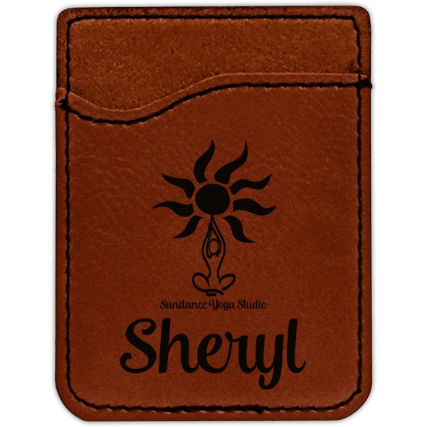 Sundance Yoga Studio Cognac Leatherette Phone Wallet close up