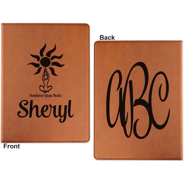 Sundance Yoga Studio Cognac Leatherette Portfolios with Notepad - Large - Double Sided - Apvl