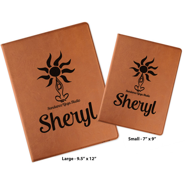 Sundance Yoga Studio Cognac Leatherette Portfolios with Notepad - Compare Sizes