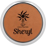 Sundance Yoga Studio Leatherette Round Coaster w/ Silver Edge - Single or Set (Personalized)