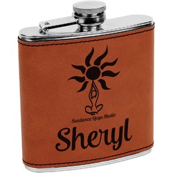 Sundance Yoga Studio Leatherette Wrapped Stainless Steel Flask (Personalized)