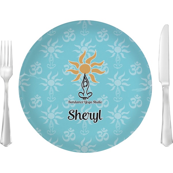 Custom Sundance Yoga Studio 10" Glass Lunch / Dinner Plates - Single or Set (Personalized)
