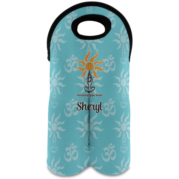 Custom Sundance Yoga Studio Wine Tote Bag (2 Bottles) w/ Name or Text