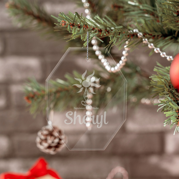 Sundance Yoga Studio Engraved Glass Ornaments - Octagon (Lifestyle)