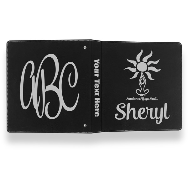 Sundance Yoga Studio Leather Binder - 1" - Black- Back Spine Front View