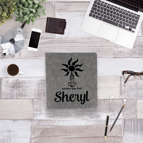 Sundance Yoga Studio Leather Binder - 1" - Grey - Lifestyle View