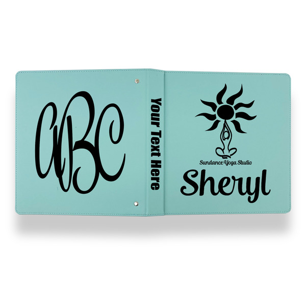 Sundance Yoga Studio Leather Binder - 1" - Teal - Back Spine Front View