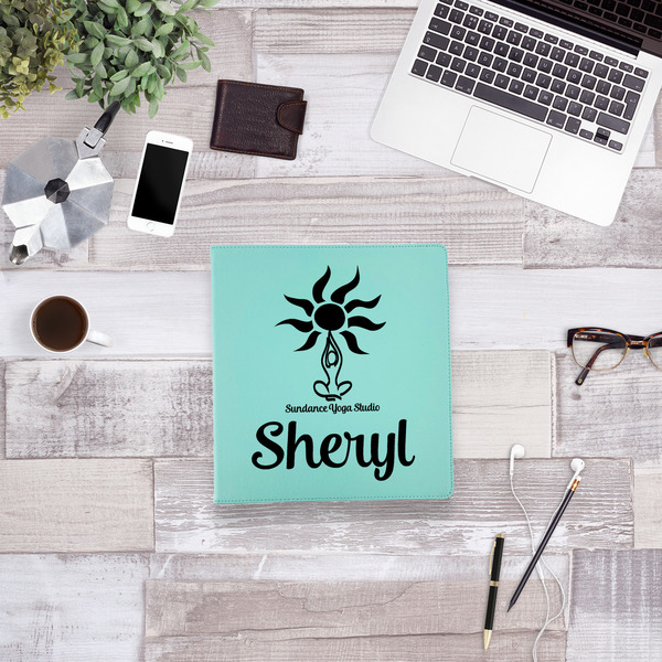 Sundance Yoga Studio Leather Binder - 1" - Teal - Lifestyle View