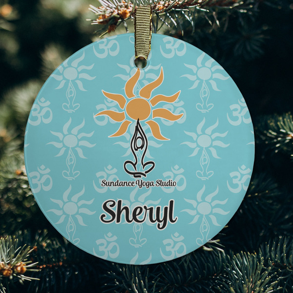 Sundance Yoga Studio Frosted Glass Ornament - Round (Lifestyle)