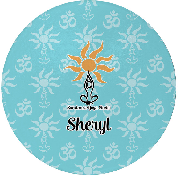Custom Sundance Yoga Studio Round Glass Cutting Board (Personalized)