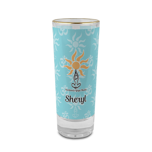 Custom Sundance Yoga Studio 2 oz Shot Glass - Glass with Gold Rim (Personalized)