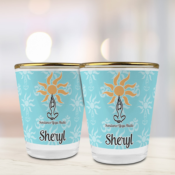 Sundance Yoga Studio Glass Shot Glass - with gold rim - LIFESTYLE
