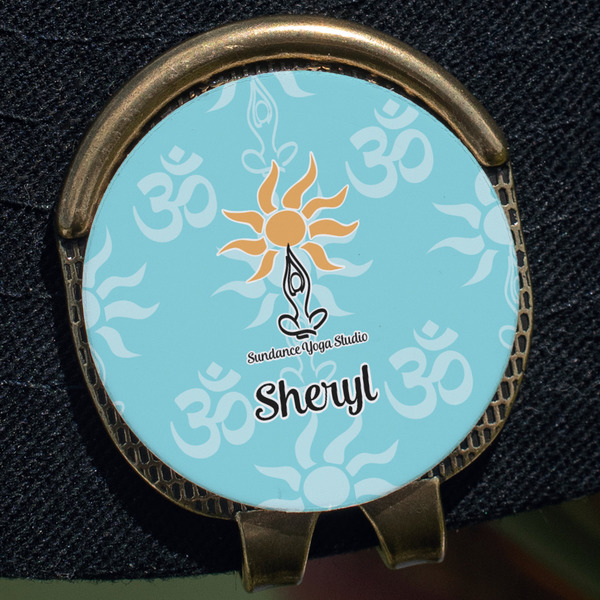 Sundance Yoga Studio Golf Ball Marker Hat Clip - Gold - Close Up