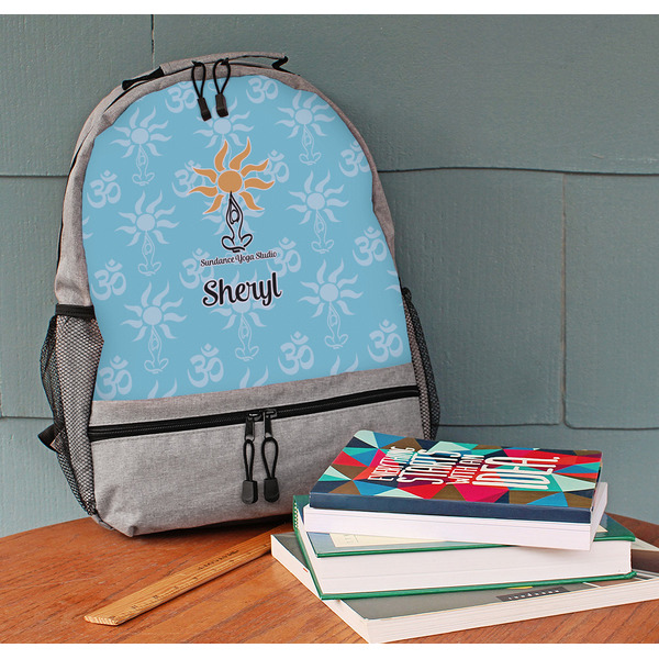 Sundance Yoga Studio Large Backpack - Gray - On Desk