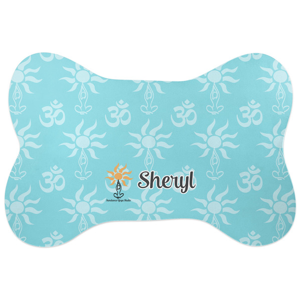 Custom Sundance Yoga Studio Bone Shaped Dog Food Mat (Personalized)