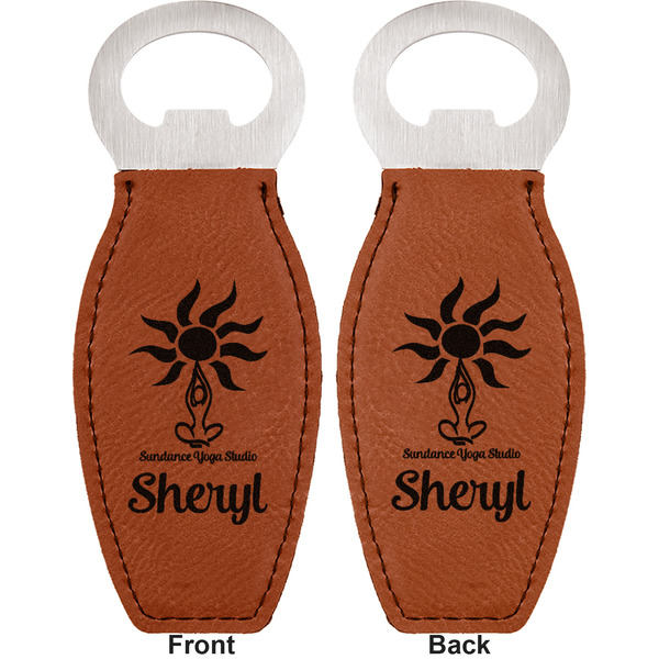 Sundance Yoga Studio Leather Bar Bottle Opener - Front and Back