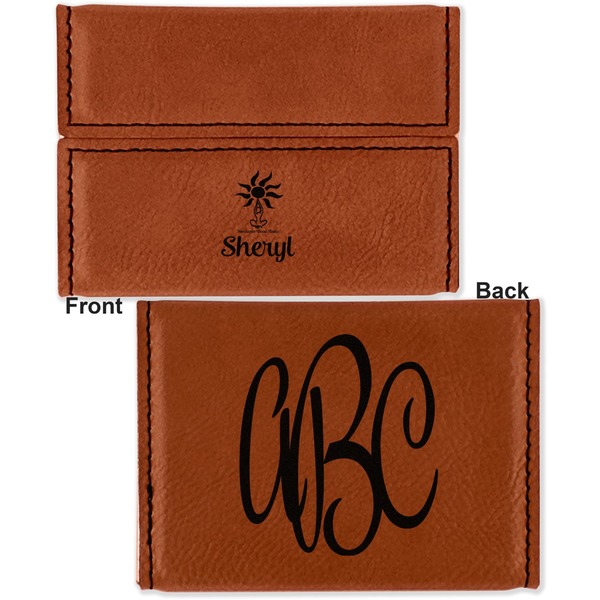 Sundance Yoga Studio Leather Business Card Holder - Front Back