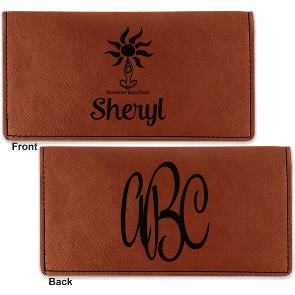 Sundance Yoga Studio Leather Checkbook Holder Front and Back