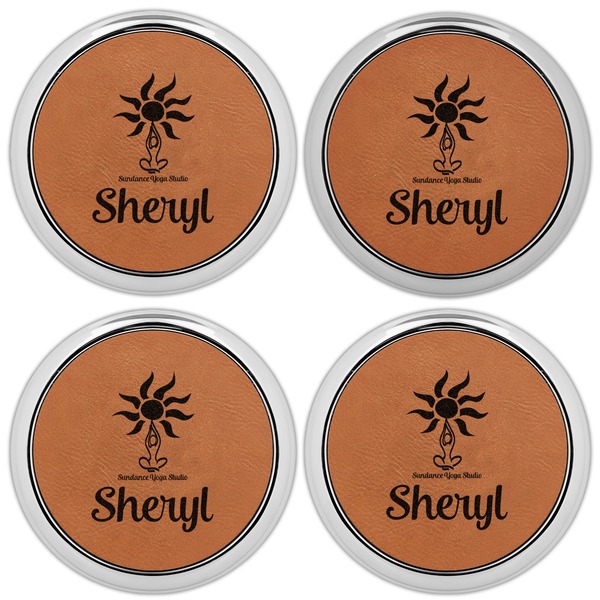 Sundance Yoga Studio Leather Coaster Set of 4