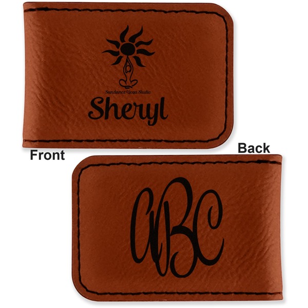 Sundance Yoga Studio Leatherette Magnetic Money Clip - Front and Back