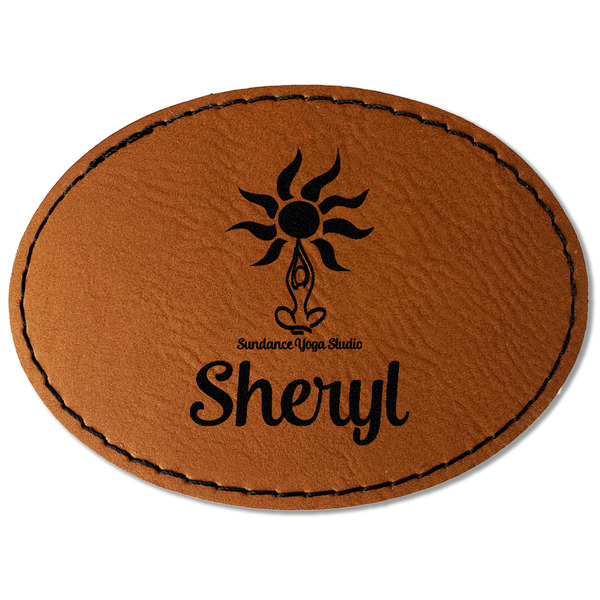 Custom Sundance Yoga Studio Faux Leather Iron On Patch - Oval (Personalized)
